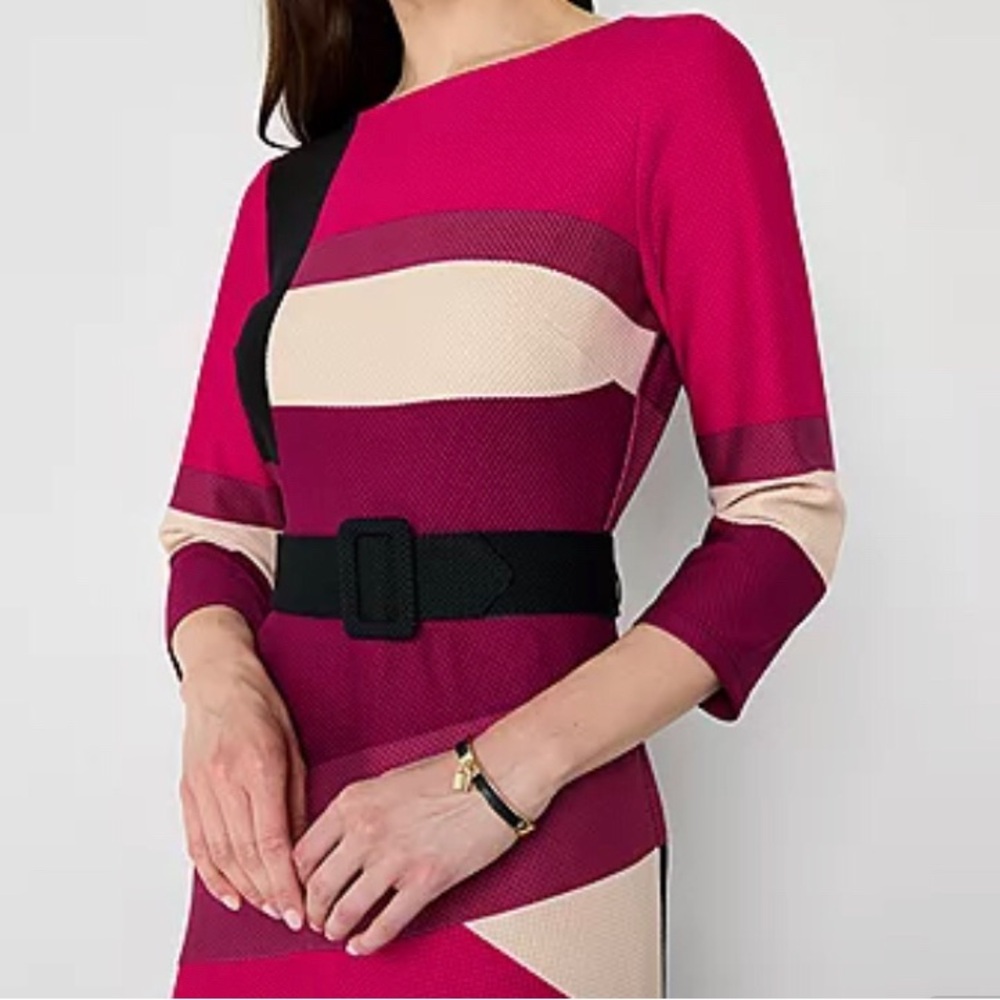 NEW Danny & Nicole Womens 3/4 Sleeve Midi Fit + Flare‎ Dress 4P - Picture 2 of 9